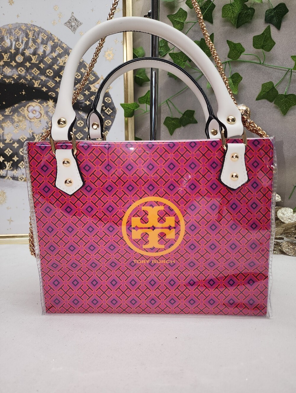 Authentic Tory Burch Shopping Bag In PVC Tote - Picture 2 of 10